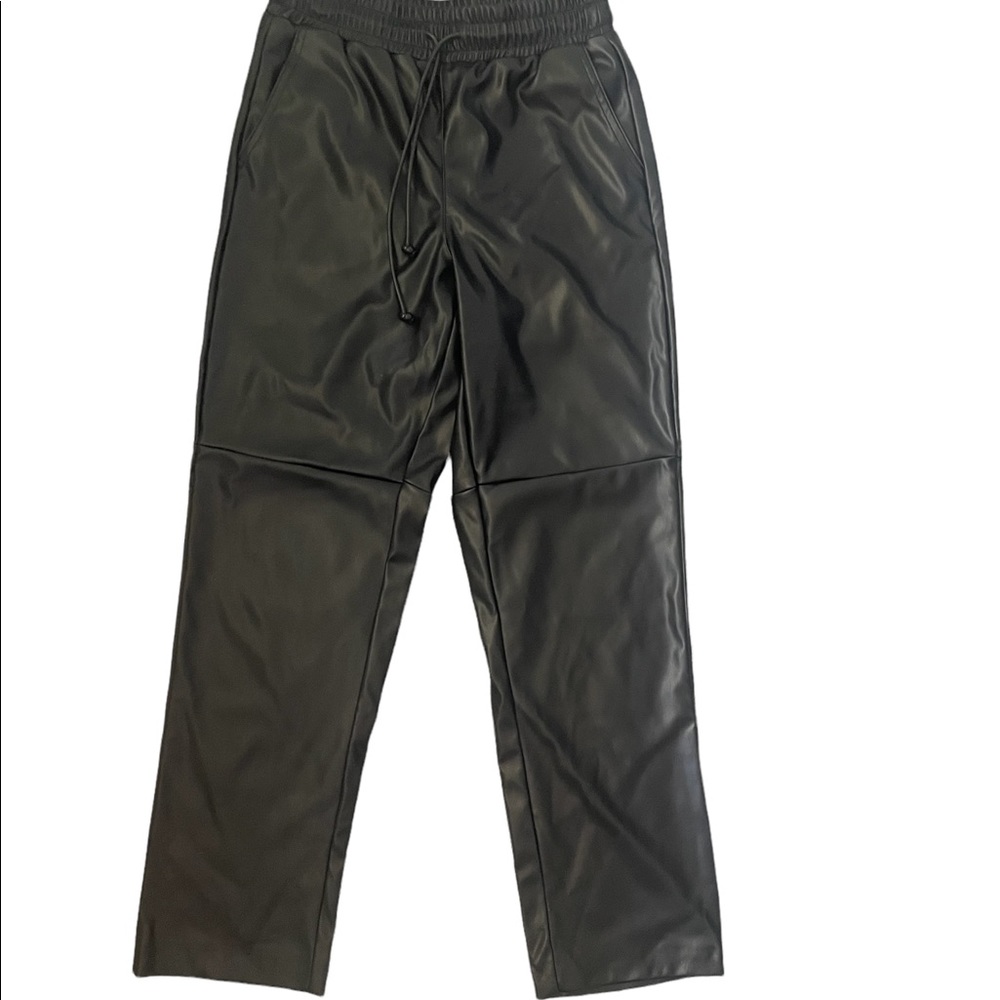 NIA Vegan Leather Baggy Drawstring Jogger Pants Black NWT Size XS - Picture 8 of 13